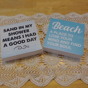 Beach Art Decor, free standing wood. Lightweight, new